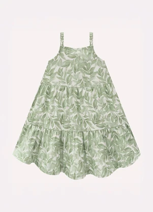 Milon - Vestido Infantil Menina Folhas Verde - MILON