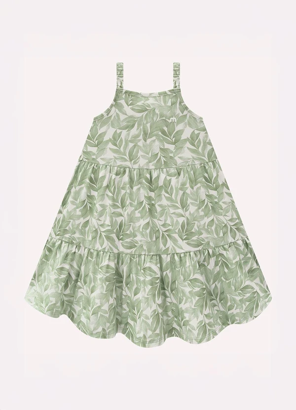 Milon - Vestido Infantil Menina Folhas Verde 2