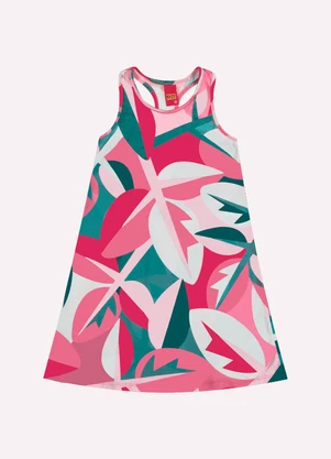 Kyly - Vestido Infantil Menina Folhas Rosa - KYLY