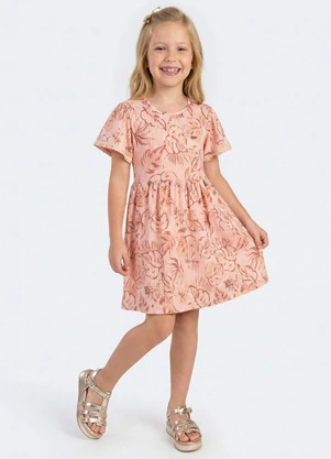 Colorittá - Vestido Infantil Menina Folhas Tropical Rosa - COLORITTÁ