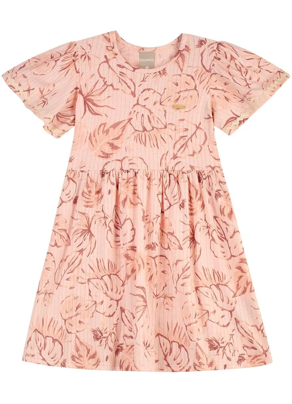 Colorittá - Vestido Infantil Menina Folhas Tropical Rosa 3
