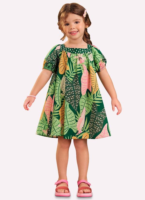 Nanai - Vestido Infantil Menina Folhas Verde 2