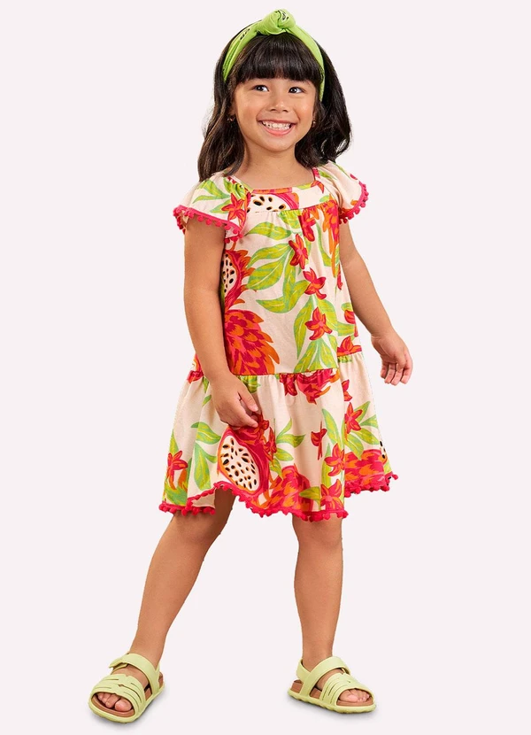 Nanai - Vestido Infantil Menina Fruta Bege