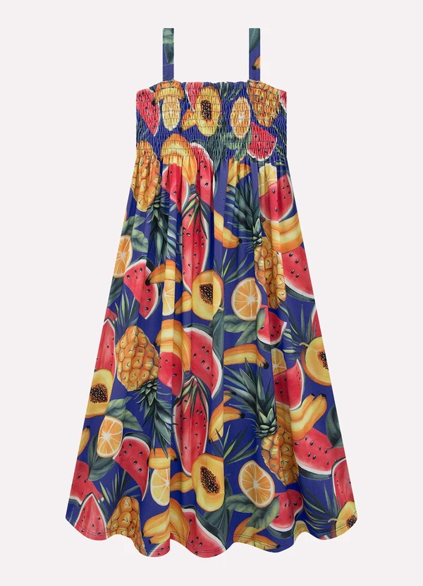 Kyly - Vestido Infantil Menina Frutas Azul