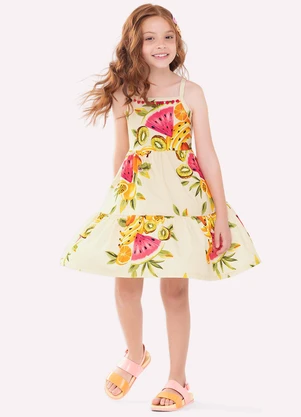 Nanai - Vestido Infantil Menina Frutas Bege - NANAI
