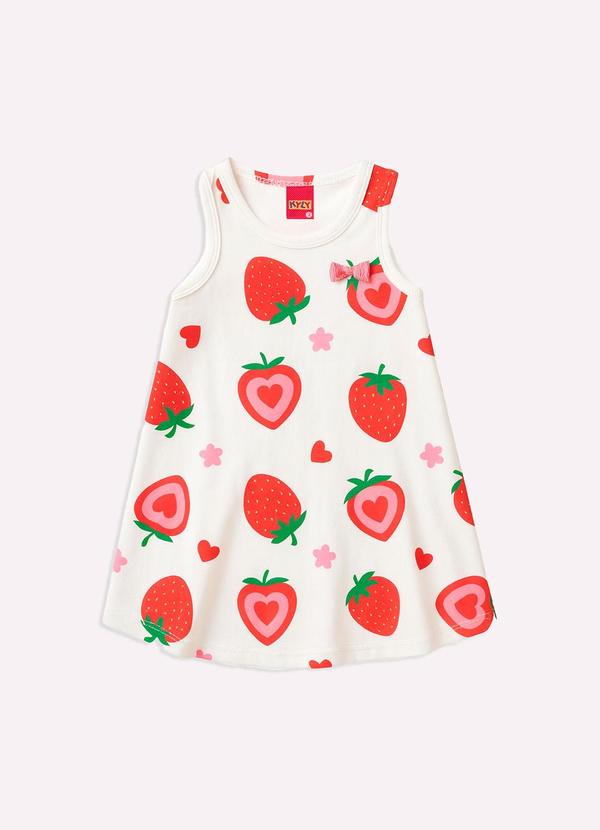 Kyly - Vestido Infantil Menina Frutas Branco