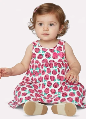 Kyly - Vestido Infantil Menina Frutas Branco - KYLY