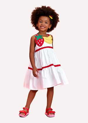 Nanai - Vestido Infantil Menina Frutas Branco - NANAI