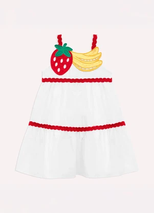 Nanai - Vestido Infantil Menina Frutas Branco - NANAI