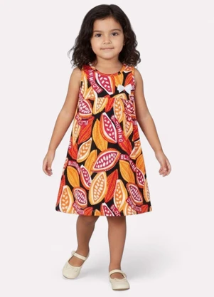 Kyly - Vestido Infantil Menina Frutas Preto - KYLY