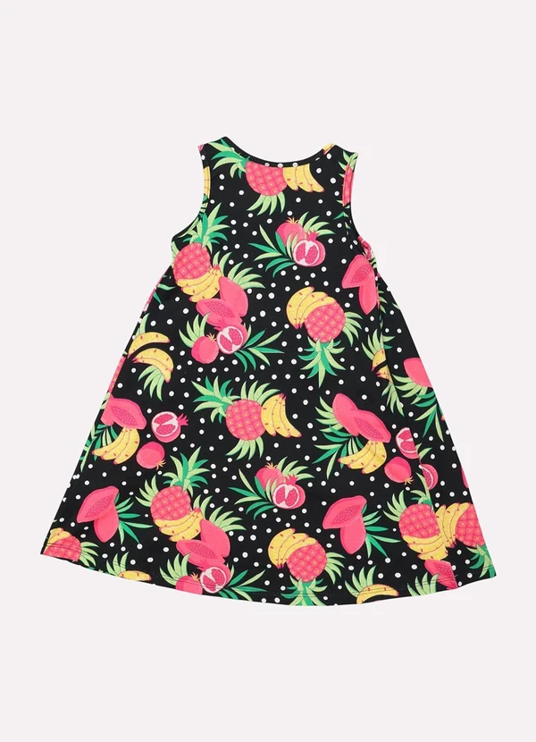 Kyly - Vestido Infantil Menina Frutas Preto 3