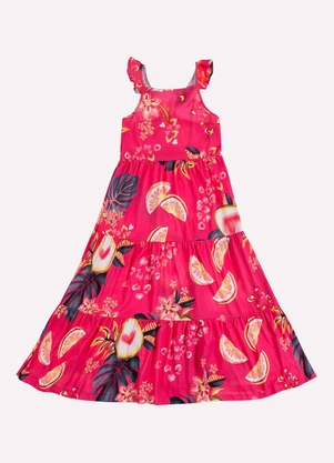 Kyly - Vestido Infantil Menina Frutas Rosa - KYLY