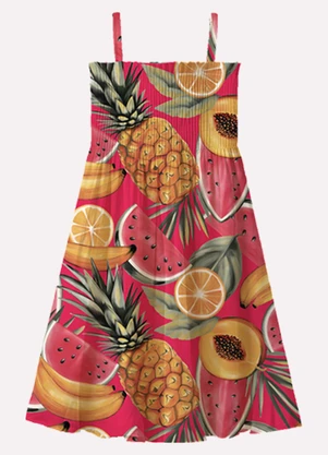 Kyly - Vestido Infantil Menina Frutas Rosa - KYLY