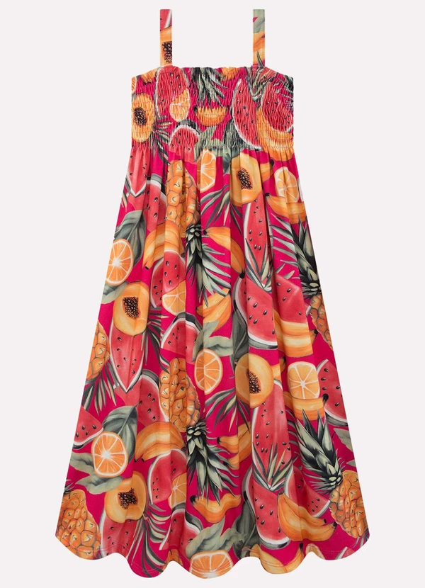 Kyly - Vestido Infantil Menina Frutas Rosa