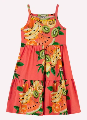 Nanai - Vestido Infantil Menina Frutas Vermelho - NANAI