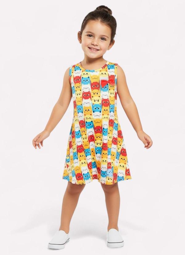 Kyly - Vestido Infantil Menina Gatinho Branco