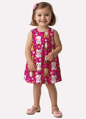 Kyly - Vestido Infantil Menina Gatinhos Rosa - KYLY