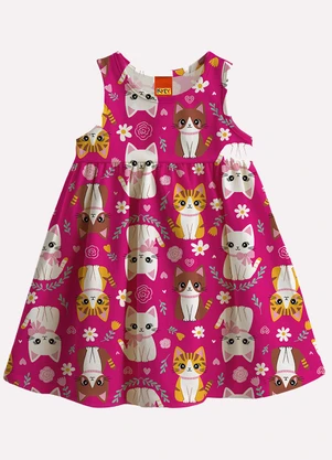 Kyly - Vestido Infantil Menina Gatinhos Rosa - KYLY
