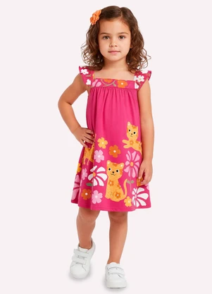 Kyly - Vestido Infantil Menina Gatinhos Rosa - KYLY
