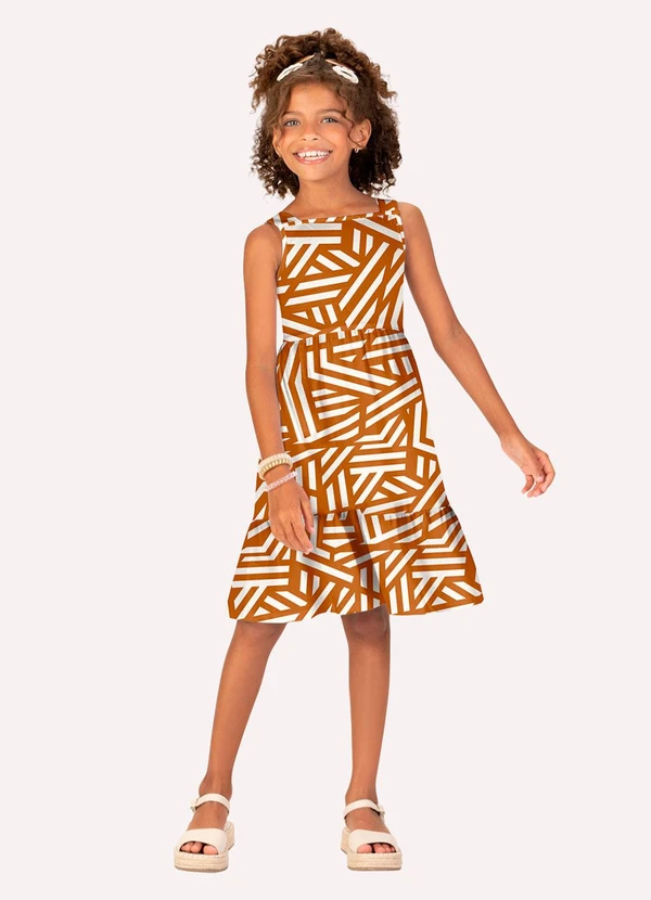 Kyly - Vestido Infantil Menina Geométrica Amarelo 1