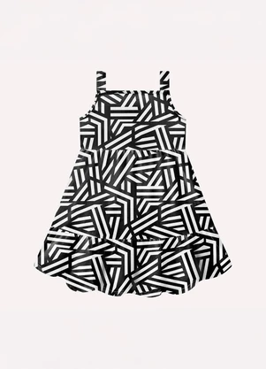 Kyly - Vestido Infantil Menina Geométrica Preto - KYLY