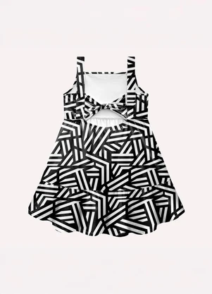 Kyly - Vestido Infantil Menina Geométrica Preto - KYLY