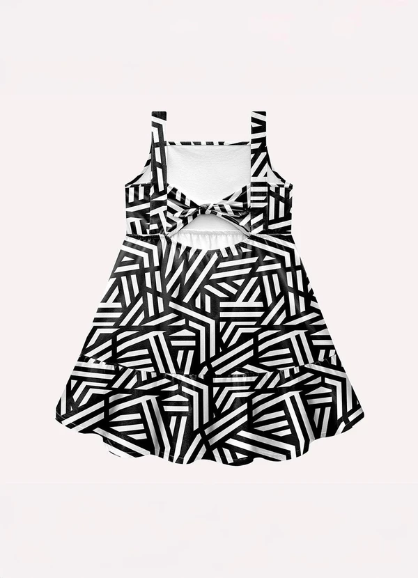 Kyly - Vestido Infantil Menina Geométrica Preto 2