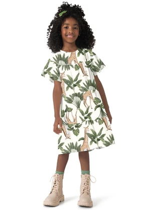 Nanai - Vestido Infantil Menina Girafa Off White - NANAI