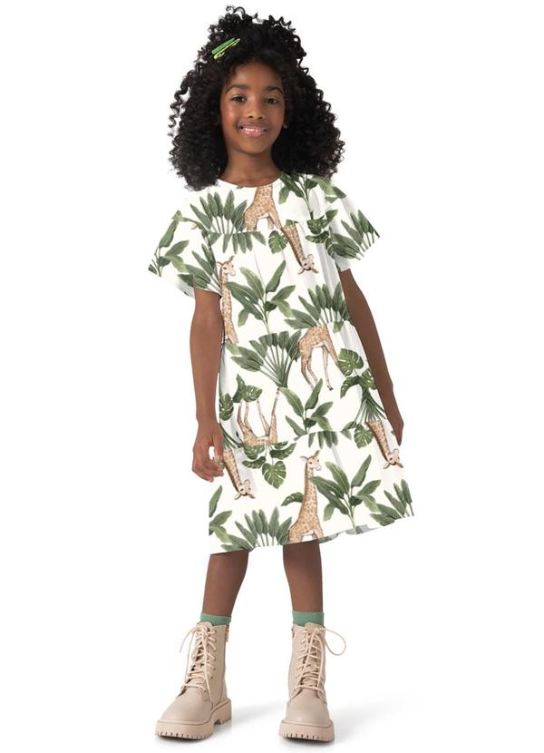 Nanai - Vestido Infantil Menina Girafa Off White