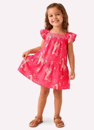 Kyly - Vestido Infantil Menina Girafas Vermelho - KYLY