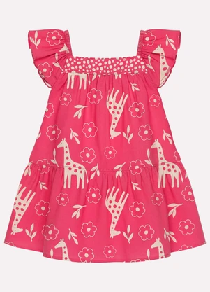 Kyly - Vestido Infantil Menina Girafas Vermelho - KYLY