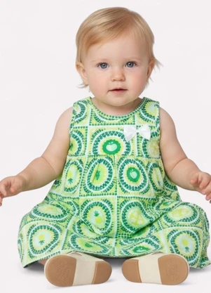 Kyly - Vestido Infantil Menina Godê Verde - KYLY