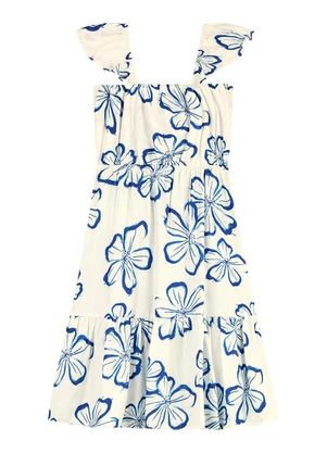 Colorittá - Vestido Infantil Menina Hibiscos Bege - COLORITTÁ