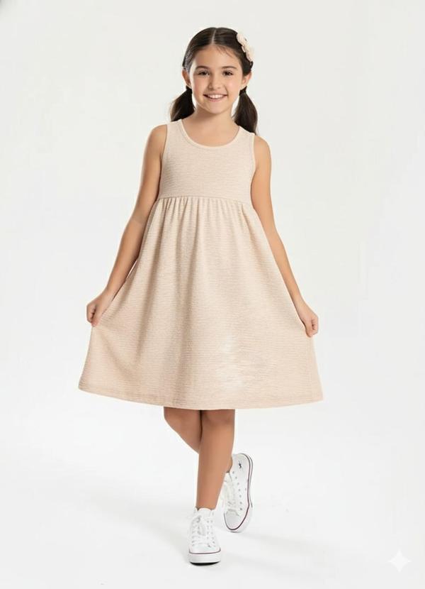 Rosa Azul - Vestido Infantil Menina Iaia Bege