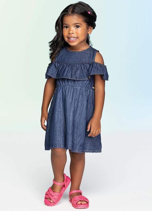 Colorittá - Vestido Infantil Menina Jeans Azul
