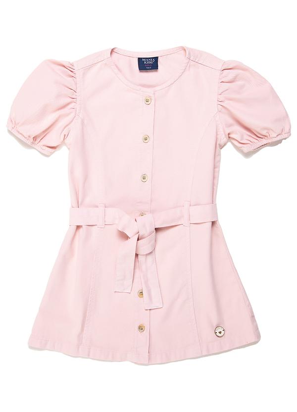 Milon - Vestido Infantil Menina Jeans Rosa