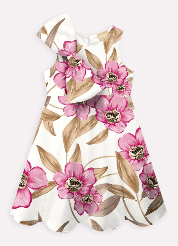 Milon - Vestido Infantil Menina Laço Rosa