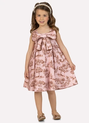 Milon - Vestido Infantil Menina Laço Rosa - MILON
