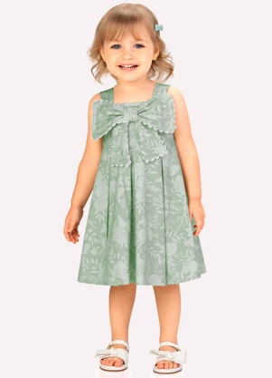 Milon - Vestido Infantil Menina Laço Verde - MILON