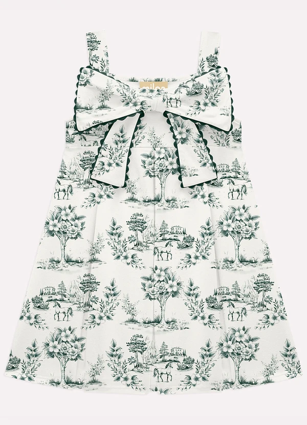 Milon - Vestido Infantil Menina Laço Verde