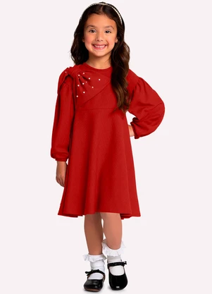 Milon - Vestido Infantil Menina Laço  Vermelho - MILON