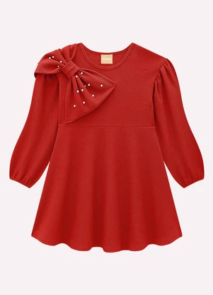 Milon - Vestido Infantil Menina Laço  Vermelho - MILON