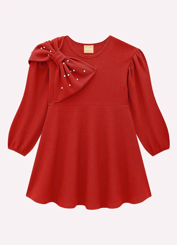 Milon - Vestido Infantil Menina Laço Vermelho 2