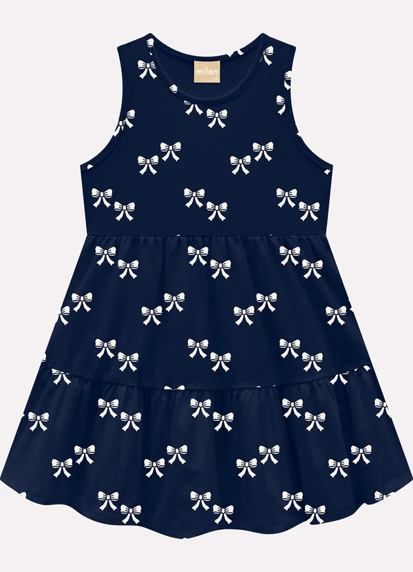Milon - Vestido Infantil Menina Laços Azul