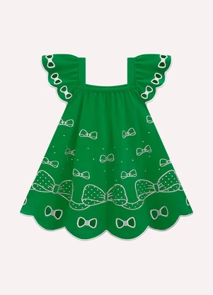 Kyly - Vestido Infantil Menina Laços Verde - KYLY