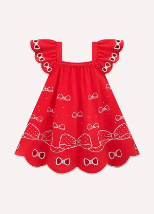 Kyly - Vestido Infantil Menina Laços Vermelho - KYLY