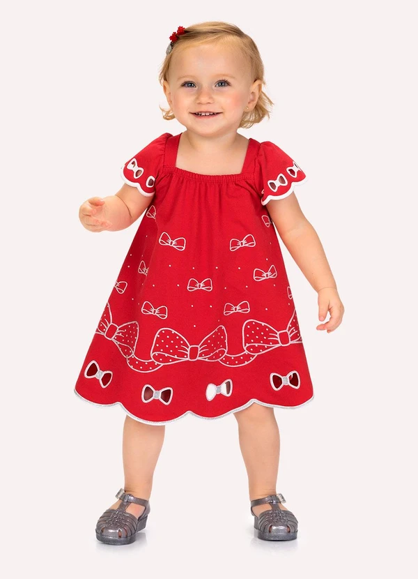 Kyly - Vestido Infantil Menina Laços Vermelho 1