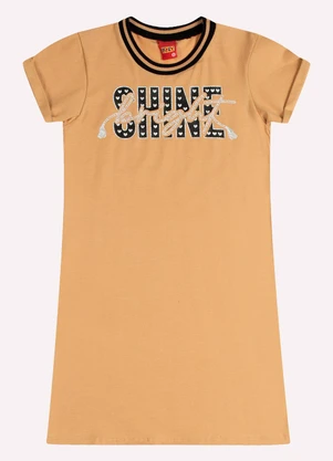 Kyly - Vestido Infantil Menina Lettering Marrom - KYLY