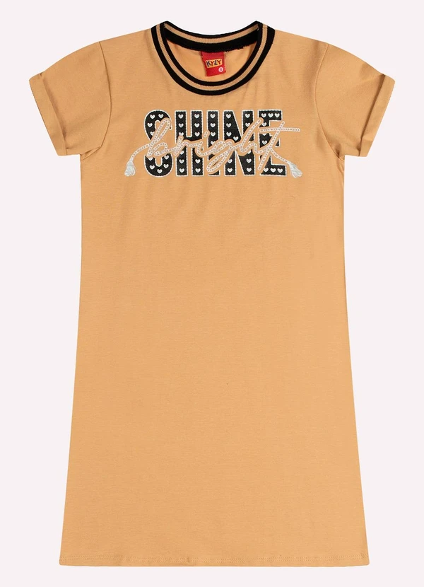 Kyly - Vestido Infantil Menina Lettering Marrom