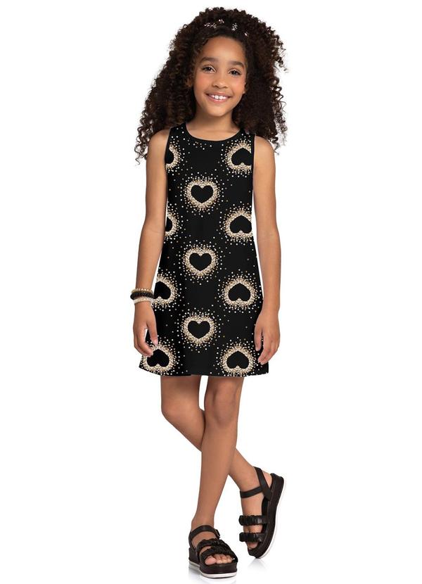 Kyly - Vestido Infantil Menina Lettering Preto